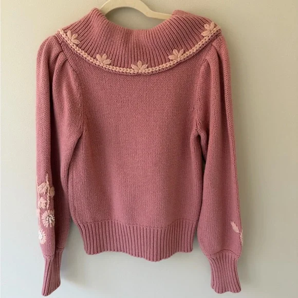 LoveShackFancy Dusty Pink Floral Sweater - Picture 4 of 4